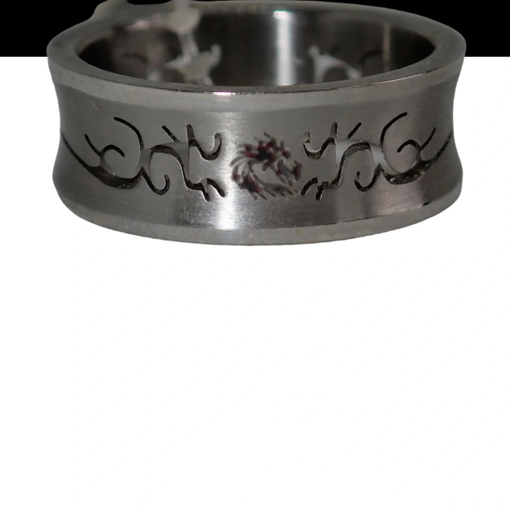 Stainless Steel Silver Fit Tribal Cut-Out Wedding Band Ring Size 8.5 New w/ Tag